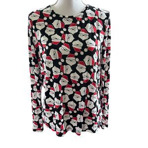 Celebrate Together Women’s Large Santa Print Christmas Top Long Sleeve